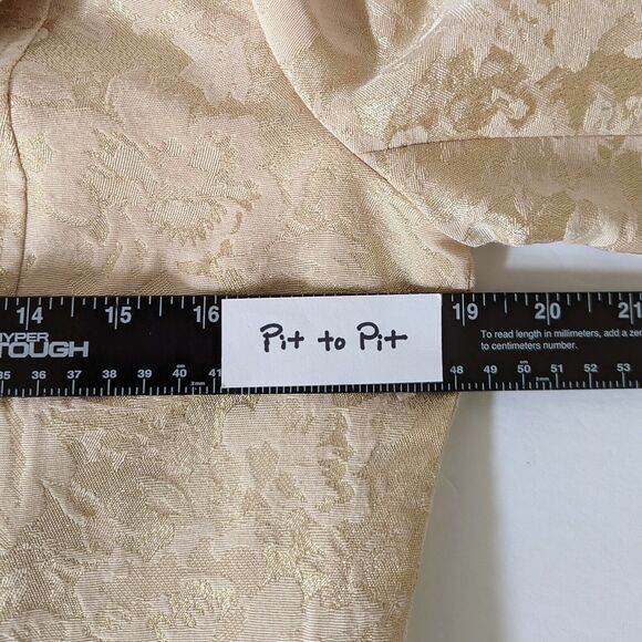 Chico's Belle Amour Odette Gold Metallic Brocade Floral Blazer Jacket Sz 0 Small - Picture 6 of 14